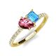 4 - Zahara 9x6 mm Pear Pink Tourmaline and 7x5 mm Emerald Cut Blue Topaz 2 Stone Duo Ring 