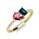 4 - Zahara 9x6 mm Pear Pink Tourmaline and 7x5 mm Emerald Cut London Blue Topaz 2 Stone Duo Ring 