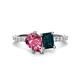 1 - Zahara 9x6 mm Pear Pink Tourmaline and 7x5 mm Emerald Cut London Blue Topaz 2 Stone Duo Ring 