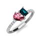 4 - Zahara 9x6 mm Pear Pink Tourmaline and 7x5 mm Emerald Cut London Blue Topaz 2 Stone Duo Ring 