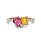 1 - Zahara 9x6 mm Pear Pink Tourmaline and 7x5 mm Emerald Cut Citrine 2 Stone Duo Ring 