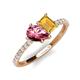 4 - Zahara 9x6 mm Pear Pink Tourmaline and 7x5 mm Emerald Cut Citrine 2 Stone Duo Ring 