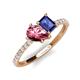 4 - Zahara 9x6 mm Pear Pink Tourmaline and 7x5 mm Emerald Cut Iolite 2 Stone Duo Ring 