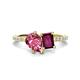 1 - Zahara 9x6 mm Pear Pink Tourmaline and 7x5 mm Emerald Cut Rhodolite Garnet 2 Stone Duo Ring 