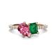 1 - Zahara 9x6 mm Pear Pink Tourmaline and 7x5 mm Emerald Cut Lab Created Emerald 2 Stone Duo Ring 