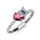 4 - Zahara 9x6 mm Pear Pink Tourmaline and IGI Certified 7x5 mm Emerald Cut Lab Grown Diamond 2 Stone Duo Ring 