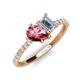 4 - Zahara 9x6 mm Pear Pink Tourmaline and IGI Certified 7x5 mm Emerald Cut Lab Grown Diamond 2 Stone Duo Ring 