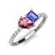 4 - Zahara 9x6 mm Pear Pink Tourmaline and 7x5 mm Emerald Cut Tanzanite 2 Stone Duo Ring 