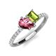 4 - Zahara 9x6 mm Pear Pink Tourmaline and 7x5 mm Emerald Cut Peridot 2 Stone Duo Ring 