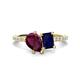 1 - Zahara 9x6 mm Pear Rhodolite Garnet and 7x5 mm Emerald Cut Lab Created Blue Sapphire 2 Stone Duo Ring 