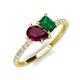 4 - Zahara 9x6 mm Pear Rhodolite Garnet and 7x5 mm Emerald Cut Lab Created Emerald 2 Stone Duo Ring 