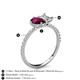 5 - Zahara 9x6 mm Pear Rhodolite Garnet and IGI Certified 7x5 mm Emerald Cut Lab Grown Diamond 2 Stone Duo Ring 