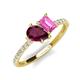 4 - Zahara 9x6 mm Pear Rhodolite Garnet and 7x5 mm Emerald Cut Lab Created Pink Sapphire 2 Stone Duo Ring 