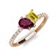 4 - Zahara 9x6 mm Pear Rhodolite Garnet and 7x5 mm Emerald Cut Lab Created Yellow Sapphire 2 Stone Duo Ring 