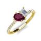 4 - Zahara 9x6 mm Pear Rhodolite Garnet and 7x5 mm Emerald Cut White Sapphire 2 Stone Duo Ring 