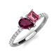 4 - Zahara 9x6 mm Pear Rhodolite Garnet and 7x5 mm Emerald Cut Pink Tourmaline 2 Stone Duo Ring 