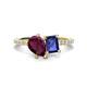 1 - Zahara 9x6 mm Pear Rhodolite Garnet and 7x5 mm Emerald Cut Iolite 2 Stone Duo Ring 