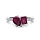 1 - Zahara 9x6 mm Pear and 7x5 mm Emerald Cut Rhodolite Garnet 2 Stone Duo Ring 