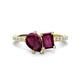 1 - Zahara 9x6 mm Pear and 7x5 mm Emerald Cut Rhodolite Garnet 2 Stone Duo Ring 