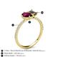 5 - Zahara 9x6 mm Pear Rhodolite Garnet and 7x5 mm Emerald Cut Smoky Quartz 2 Stone Duo Ring 