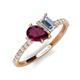 4 - Zahara 9x6 mm Pear Rhodolite Garnet and 7x5 mm Emerald Cut Forever Brilliant Moissanite 2 Stone Duo Ring 