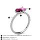 5 - Zahara 9x6 mm Pear Rhodolite Garnet and 7x5 mm Emerald Cut Lab Created Pink Sapphire 2 Stone Duo Ring 