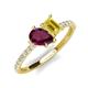 4 - Zahara 9x6 mm Pear Rhodolite Garnet and 7x5 mm Emerald Cut Lab Created Yellow Sapphire 2 Stone Duo Ring 