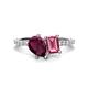 1 - Zahara 9x6 mm Pear Rhodolite Garnet and 7x5 mm Emerald Cut Pink Tourmaline 2 Stone Duo Ring 