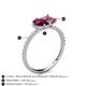 5 - Zahara 9x6 mm Pear Rhodolite Garnet and 7x5 mm Emerald Cut Pink Tourmaline 2 Stone Duo Ring 