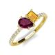 4 - Zahara 9x6 mm Pear Rhodolite Garnet and 7x5 mm Emerald Cut Citrine 2 Stone Duo Ring 