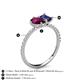 5 - Zahara 9x6 mm Pear Rhodolite Garnet and 7x5 mm Emerald Cut Iolite 2 Stone Duo Ring 