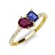 4 - Zahara 9x6 mm Pear Rhodolite Garnet and 7x5 mm Emerald Cut Iolite 2 Stone Duo Ring 