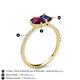 5 - Zahara 9x6 mm Pear Rhodolite Garnet and 7x5 mm Emerald Cut Iolite 2 Stone Duo Ring 