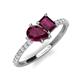 4 - Zahara 9x6 mm Pear and 7x5 mm Emerald Cut Rhodolite Garnet 2 Stone Duo Ring 