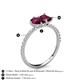 5 - Zahara 9x6 mm Pear and 7x5 mm Emerald Cut Rhodolite Garnet 2 Stone Duo Ring 