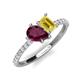 4 - Zahara 9x6 mm Pear Rhodolite Garnet and 7x5 mm Emerald Cut Lab Created Yellow Sapphire 2 Stone Duo Ring 