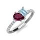 4 - Zahara 9x6 mm Pear Rhodolite Garnet and 7x5 mm Emerald Cut Aquamarine 2 Stone Duo Ring 