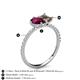 5 - Zahara 9x6 mm Pear Rhodolite Garnet and 7x5 mm Emerald Cut Smoky Quartz 2 Stone Duo Ring 