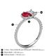 5 - Zahara 9x7 mm Pear Ruby and 7x5 mm IGI Certified Emerald Cut Lab Grown Diamond 2 Stone Duo Ring 