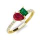 4 - Zahara 9x7 mm Pear Ruby and 7x5 mm Emerald Cut Lab Created Emerald 2 Stone Duo Ring 