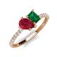 4 - Zahara 9x7 mm Pear Ruby and 7x5 mm Emerald Cut Lab Created Emerald 2 Stone Duo Ring 