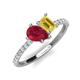 4 - Zahara 9x7 mm Pear Ruby and 7x5 mm Emerald Cut Lab Created Yellow Sapphire 2 Stone Duo Ring 