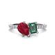 1 - Zahara 9x7 mm Pear Ruby and 7x5 mm Emerald Cut Lab Created Alexandrite 2 Stone Duo Ring 