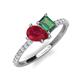 4 - Zahara 9x7 mm Pear Ruby and 7x5 mm Emerald Cut Lab Created Alexandrite 2 Stone Duo Ring 