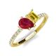 4 - Zahara 9x7 mm Pear Ruby and 7x5 mm Emerald Cut Lab Created Yellow Sapphire 2 Stone Duo Ring 