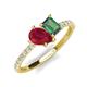 4 - Zahara 9x7 mm Pear Ruby and 7x5 mm Emerald Cut Lab Created Alexandrite 2 Stone Duo Ring 
