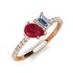 4 - Zahara 9x7 mm Pear Ruby and 7x5 mm Emerald Cut Forever One Moissanite 2 Stone Duo Ring 