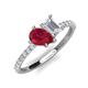 4 - Zahara 9x7 mm Pear Ruby and 7x5 mm Emerald Cut White Sapphire 2 Stone Duo Ring 