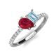 4 - Zahara 9x7 mm Pear Ruby and 7x5 mm Emerald Cut Aquamarine 2 Stone Duo Ring 