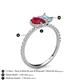 5 - Zahara 9x7 mm Pear Ruby and 7x5 mm Emerald Cut Aquamarine 2 Stone Duo Ring 